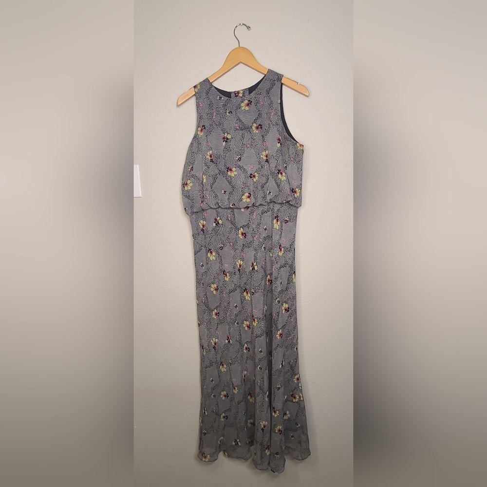 August Silk Black and Pink Floral Dress